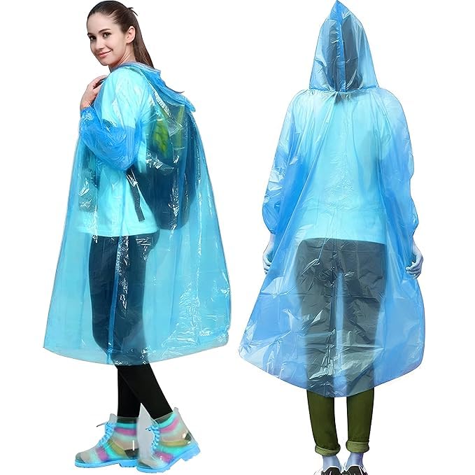 HACER Disposable Raincoat Poncho with Hood Water Resistant Emergency Rainwear Barsaati for Outdoor Travel Men Women (Random Color, Pack of 10) - Image 1