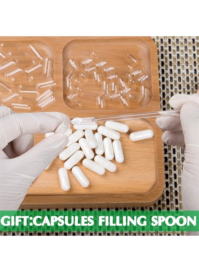 wananfu Size 00 Empty Capsules Vegetarian (1000 Count) Bundle with Micro Lab Spoon, Clear Fillable Veggie Pill Capsules 00 for Making Your Own Supplements - Image 3