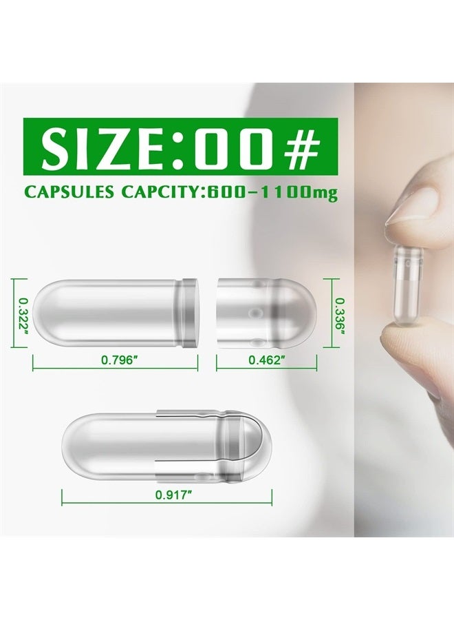wananfu Size 00 Empty Capsules Vegetarian (1000 Count) Bundle with Micro Lab Spoon, Clear Fillable Veggie Pill Capsules 00 for Making Your Own Supplements - Image 5