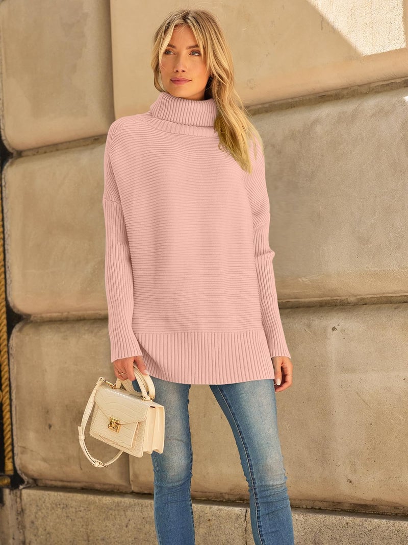 LILLUSORY Womens Turtleneck Oversized Tunic Early Fall Fashion Must Have Sweaters 2025 Casual Long Pullover Plus Size Winter Cute Poncho Cozy Work Old Money Clothes Outfits Clothing Tops Leggings - Image 2