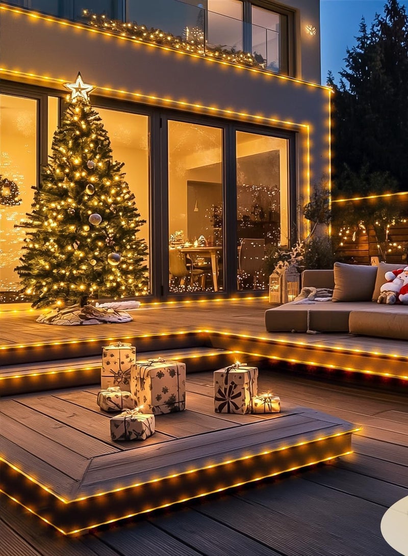 مس تيارا أضواء حبل الطاقة الشمسية الخارجية، 32 متر 300 أضواء سلسلة LED تعمل بالطاقة الشمسية، أضواء خرافية تعمل بالطاقة الشمسية مقاومة للماء مع 8 أوضاع قابلة للتعديل للحفلات والحديقة والفناء والمنزل والعطلات وتزيين الأشجار والديكور الخارجي، دافئة - Image 4