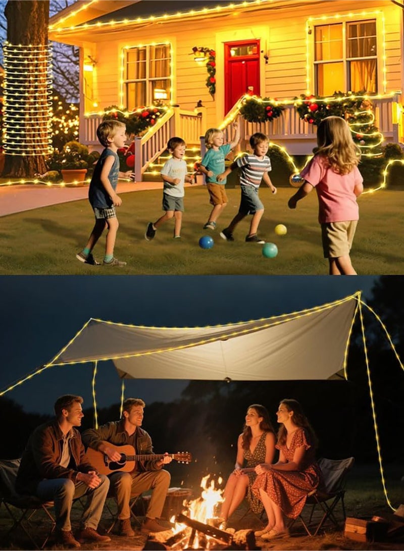 مس تيارا أضواء حبل الطاقة الشمسية الخارجية، 32 متر 300 أضواء سلسلة LED تعمل بالطاقة الشمسية، أضواء خرافية تعمل بالطاقة الشمسية مقاومة للماء مع 8 أوضاع قابلة للتعديل للحفلات والحديقة والفناء والمنزل والعطلات وتزيين الأشجار والديكور الخارجي، دافئة - Image 2