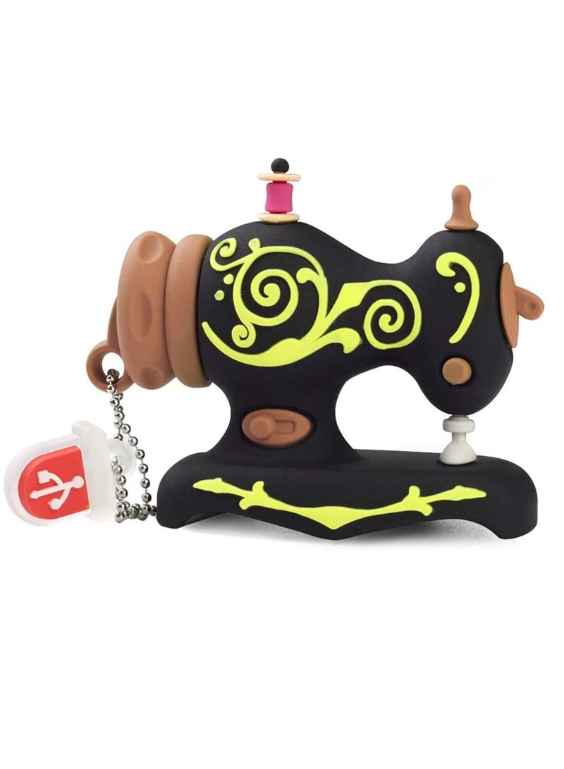 USB Flash Drive, Cute Cartoon Sewing Machine Model Memory Stick, Lightweight And Portable Data Storage Device, High Speed Data Transfer Memory Drive, (1pc, 32GB, Black) - Image 1