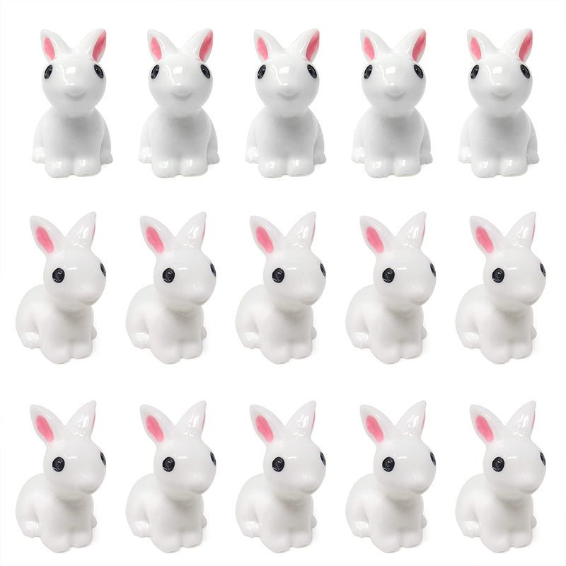 Honbay 20PCS Resin Cute Rabbit Miniature Figurine Micro Landscape Decorations Fairy Gardens DIY Ornaments Decorations Succulents Plant Decoration Bunnies Cake Topper