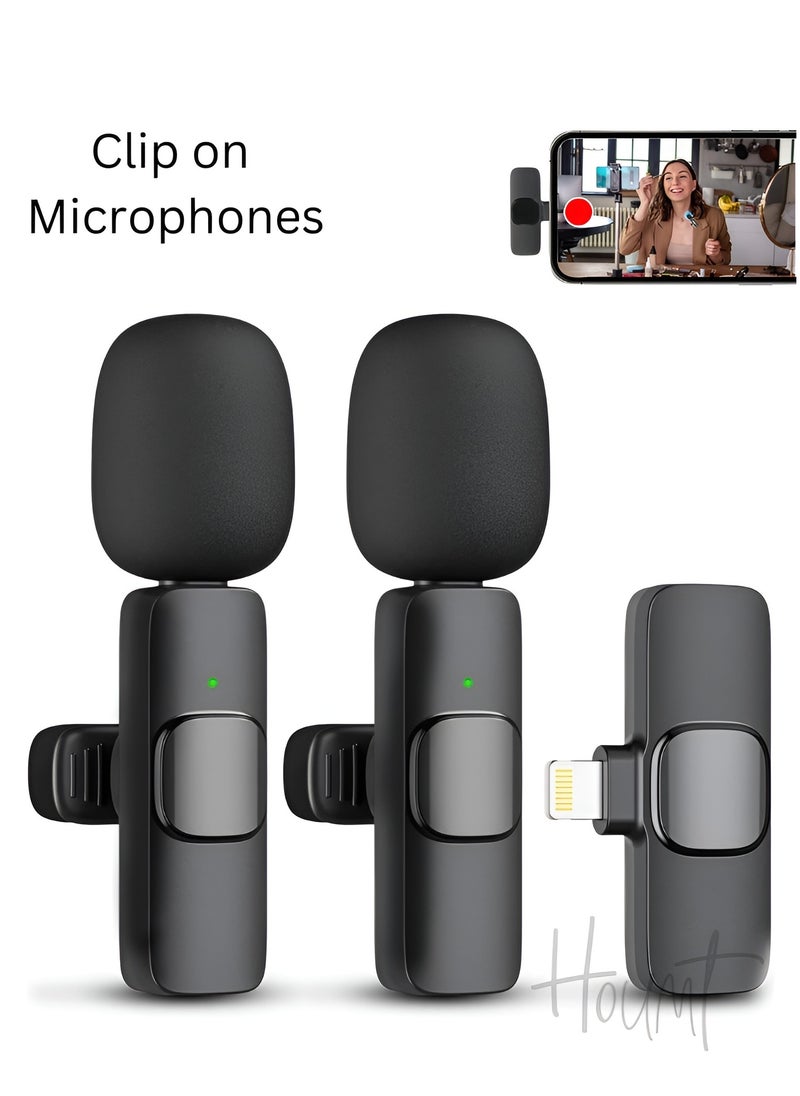 Houmt - Microphone for iPhone Wireless Lavalier Microphone for iPhone iPad 2.4G Ultra Low Delay iPhone Mini Microphone iPhone Microphone for Video Recording Interview Vlog (2 in 1) - Image 1