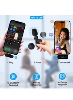 Houmt Microphone for iPhone Wireless Lavalier Microphone for iPhone iPad 2.4G Ultra Low Delay iPhone Mini Microphone iPhone Microphone for Video Recording Interview Vlog (2 in 1)  - Image 2