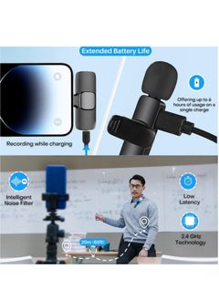Houmt Microphone for iPhone Wireless Lavalier Microphone for iPhone iPad 2.4G Ultra Low Delay iPhone Mini Microphone iPhone Microphone for Video Recording Interview Vlog (2 in 1)  - Image 5