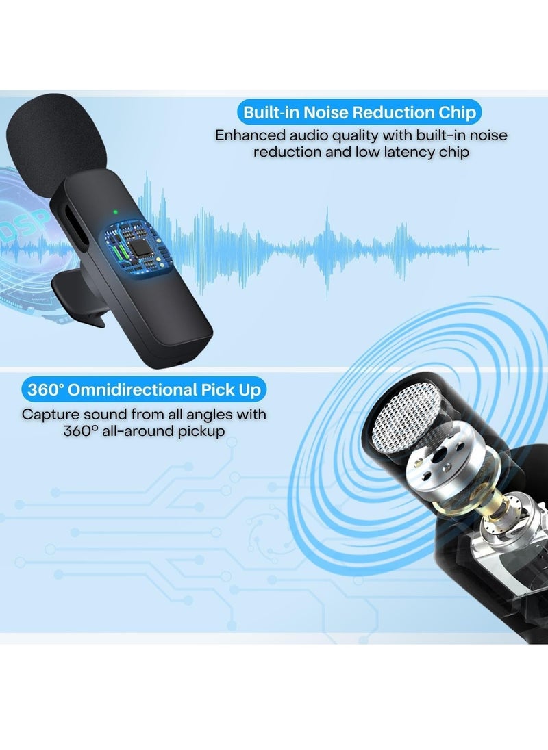 Houmt - Microphone for iPhone Wireless Lavalier Microphone for iPhone iPad 2.4G Ultra Low Delay iPhone Mini Microphone iPhone Microphone for Video Recording Interview Vlog (2 in 1) - Image 1