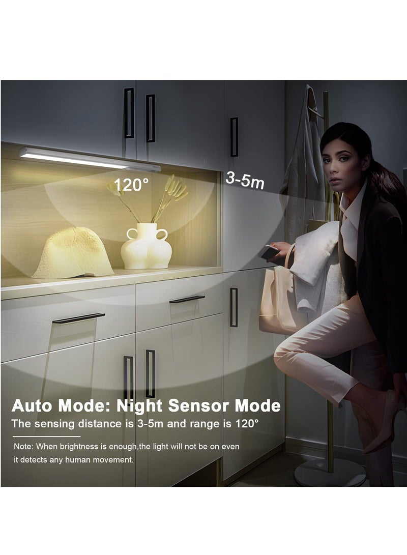كابتن تيك Under Cabinet Lights Wireless Type C Rechargeable Cupboard Lights with Magnetic Strip Motion Sensor Cupboard LED Night Light with 3000mAh Battery for Stairs Wardrobe Garage Hallway - Image 2