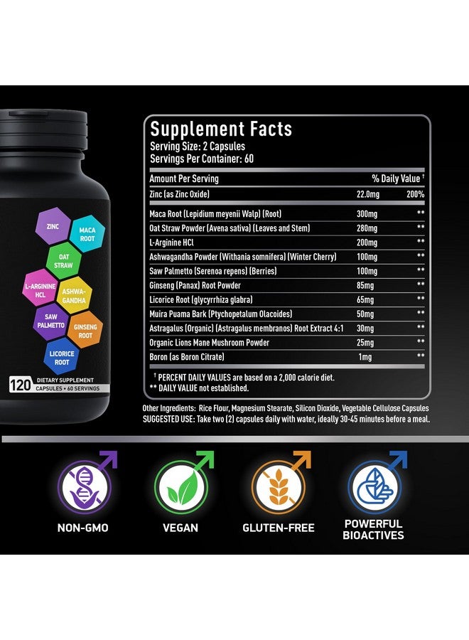 مكملات الخصوبة للرجال - زنك، ماكا، أشواغاندا، L-أرجينين - حيوية الذكور والتخصيب له - مساعدة الحمل للعدد والحركة - فيتامينات ودعم خصوبة الذكور - 120 حبة - Image 5