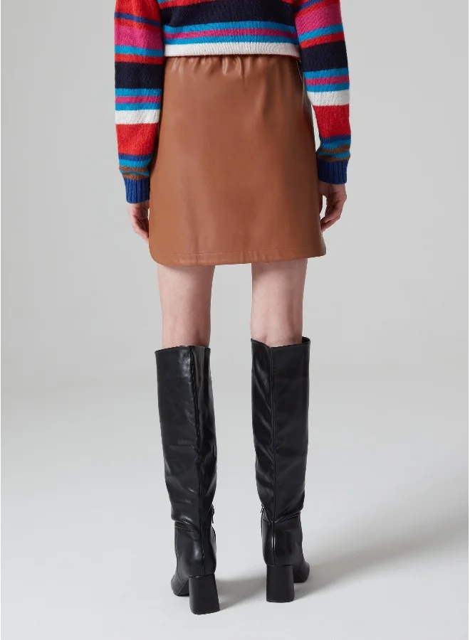 او في اس Glossy-effect miniskirt