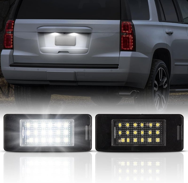 Gempro LED License Plate Lights Lamp Assembly, LED Rear Tag OEM Lamp Replacement Compatible with Chevy Tahoe Suburban Malibu/GMC Yukon XL/Cadillac Escalade ATS, White LED Lights - Pack of 2 - Image 1