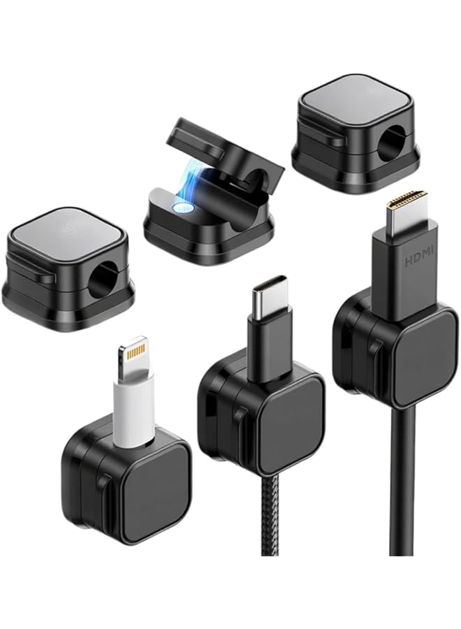 6-Piece Magnetic Cable Organizer Charging and Data Cable Organizer Secure cables to desk, wall, car Non-marking self-adhesive cable winder