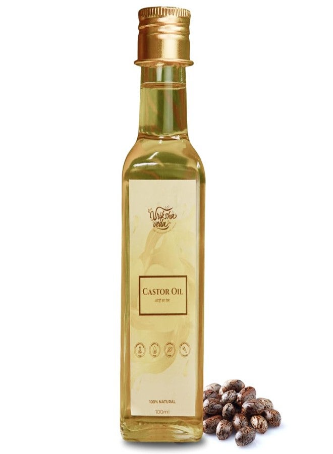 Vriksha Veda Cold Pressed Castor Oil (Arandi ka Tel) for Hair Care, Skin Care, Eyebrows & Nails - Image 1