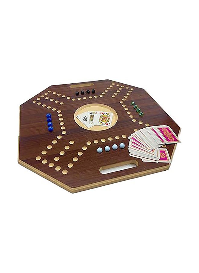 Jackaroo Wooden Board Game For 4 Players With 1 Deck Of Cards And 16 Marbles Fun And Exciting Family Board Game Big Size Brown