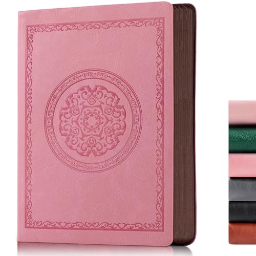 Fetinar 2026 Leather Vintage Journal Notebook,300 Pages,Leather Softcover Lined Journal Notebooks for Women Men,Notebook Journals for Writing Travel,Business,Office,5.7'' X 8.3'',Pink - Image 1