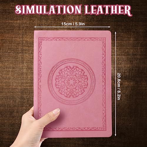 Fetinar 2026 Leather Vintage Journal Notebook,300 Pages,Leather Softcover Lined Journal Notebooks for Women Men,Notebook Journals for Writing Travel,Business,Office,5.7'' X 8.3'',Pink - Image 2
