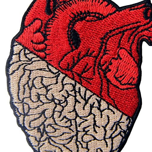 ZEGIN Heart & Brain Patch Embroidered Badge Iron On Sew On Emblem - Image 2
