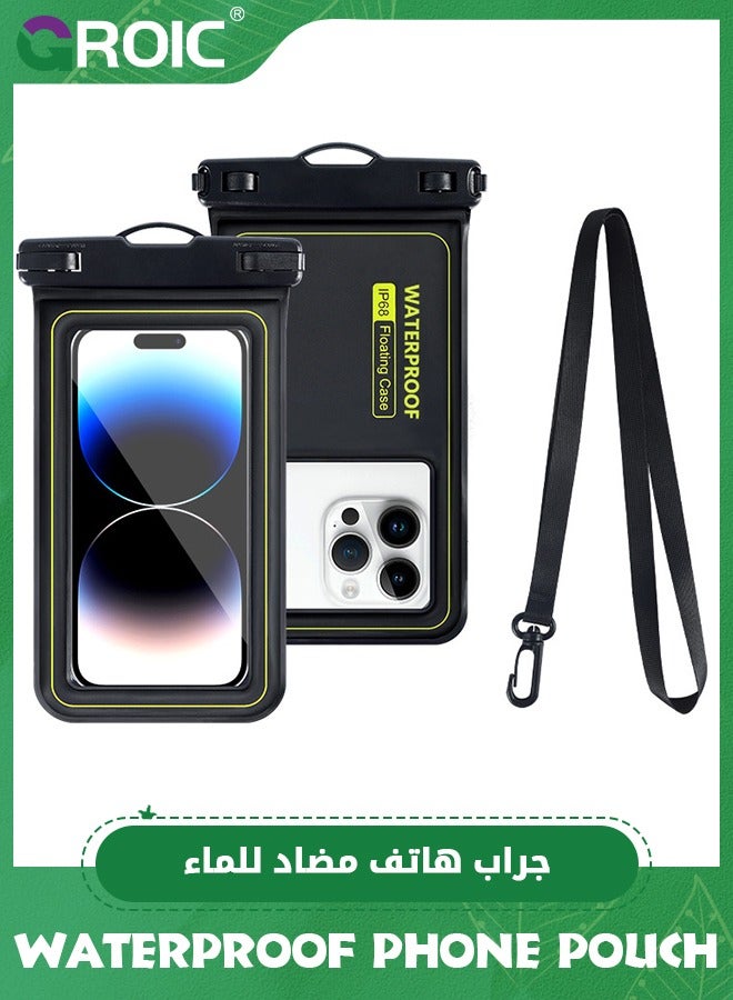 GROIC Black Enlarged Floating Waterproof Phone Pouch, Phone Case Friendly Float Water Proof Cell Phone Dry Bag, IP68 Waterproof Phone Case for iPhone 15 14 13 Pro Max Samsung Galaxy S24 Google, Up to 7''  - Image 1