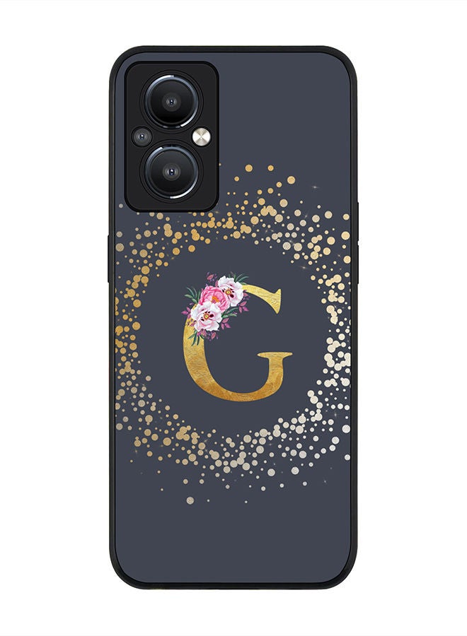 Stylizedd Rugged Black edge case for OnePlus Nord N20 5G Slim fit Soft Case Flexible Rubber Edges TPU Gel Thin Cover - Custom Monogram Initial Letter Floral Pattern Alphabet - G (Grey) - Image 1