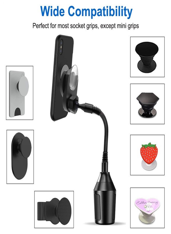 JCWINY Car Phone Holder for Pop Socket, Car Cup Holder Phone Holder Compatible with Popsocket Mount for Car, Flexible Gooseneck Car Mount for Pop Mount Fits iPhone Samgsung and Any Smartphones - Image 4