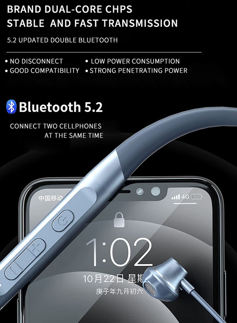 SYOSI Neckband Bluetooth Headphones, Wireless Earbuds with Microphone Flashlight Around The Neck Waterproof Sport Headset Noise Cancelling Ear Buds 120H Playtime for Running Cycling - Image 5