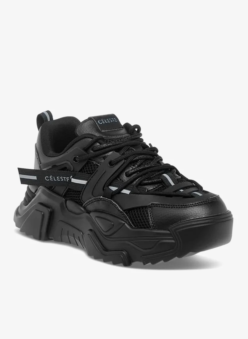 Celeste Women's Panelled Chunky Sole Sneakers with Lace-Up Closure