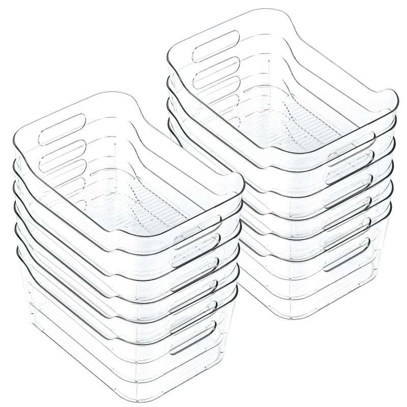 CiWiVOKi 12 Pack Clear Plastic Storage Bins, Acrylic Organizer and Containers with Handle for Pantry, Cabinet, Closet, Refrigerator, Freezer, Bathroom, Kitchen Under Sink Storage - Image 1