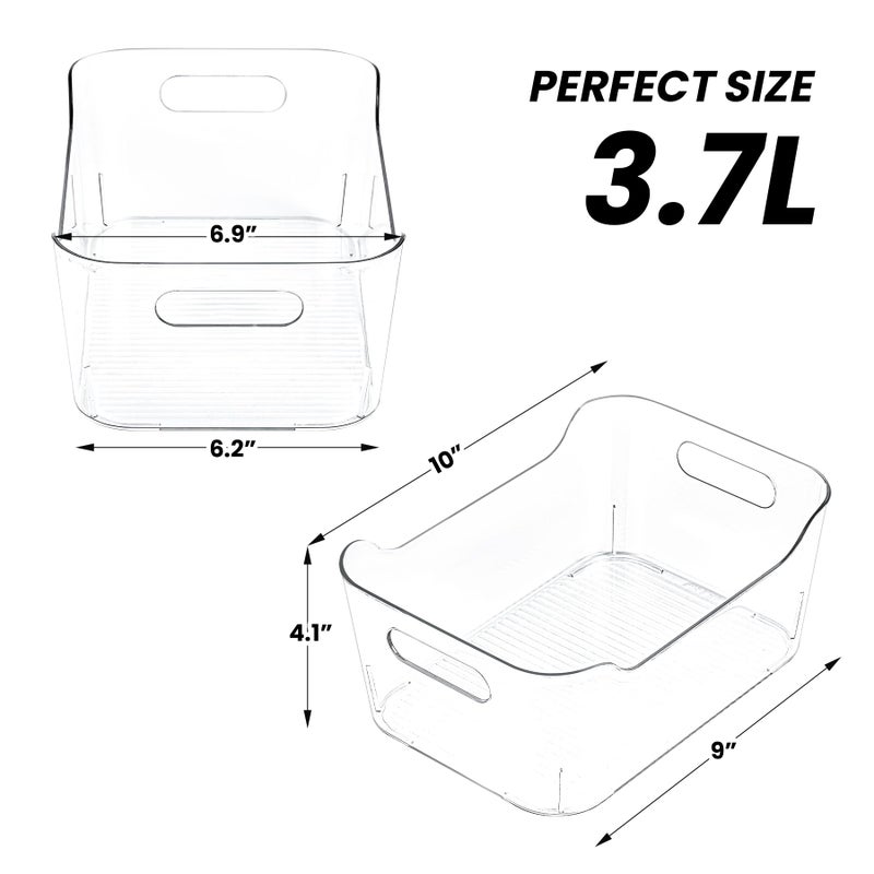 CiWiVOKi 12 Pack Clear Plastic Storage Bins, Acrylic Organizer and Containers with Handle for Pantry, Cabinet, Closet, Refrigerator, Freezer, Bathroom, Kitchen Under Sink Storage - Image 2