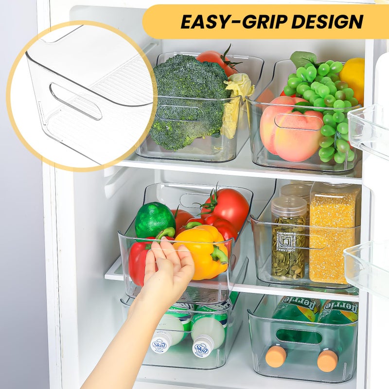 CiWiVOKi 12 Pack Clear Plastic Storage Bins, Acrylic Organizer and Containers with Handle for Pantry, Cabinet, Closet, Refrigerator, Freezer, Bathroom, Kitchen Under Sink Storage - Image 3