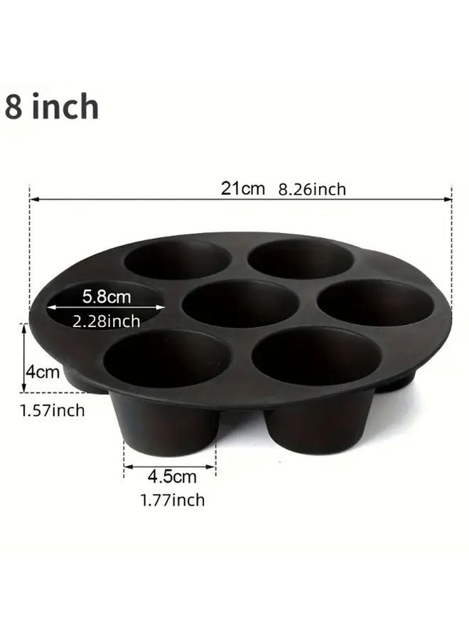 1pc Black Silicone Air Fryer Muffin Mold 7 Cup Non Stick Cupcake Pan - Image 4
