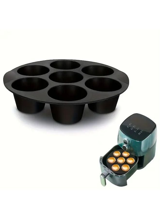 1pc Black Silicone Air Fryer Muffin Mold 7 Cup Non Stick Cupcake Pan - Image 5