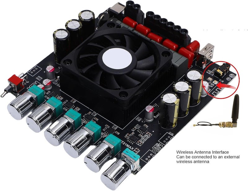 Luocute Bluetooth Audio Amplifier Board, 2.1 Channel 200W x 2+400W Digital Power Amp Module with Treble and Bass Control, for Home DIY Speakers Tablets TVs Smartphones - Image 4