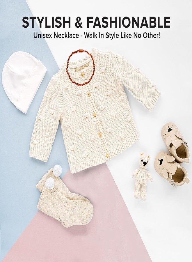 Baltic Proud Amber Necklace (Unisex 12.5 Inches) - Certified Premium Quality Raw Baltic Sea Amber (Cognac raw) - Image 3