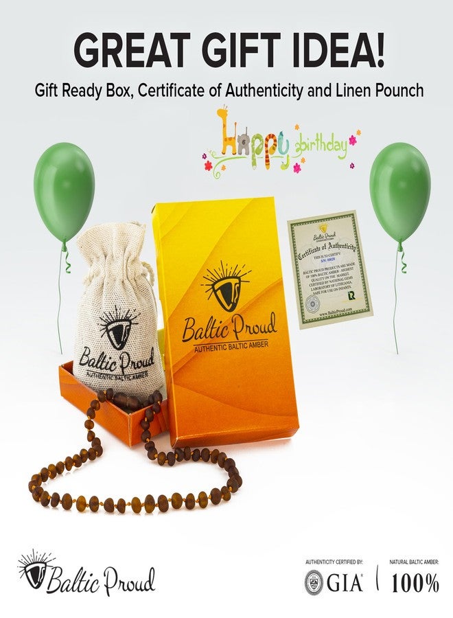 Baltic Proud Amber Necklace (Unisex 12.5 Inches) - Certified Premium Quality Raw Baltic Sea Amber (Cognac raw) - Image 4