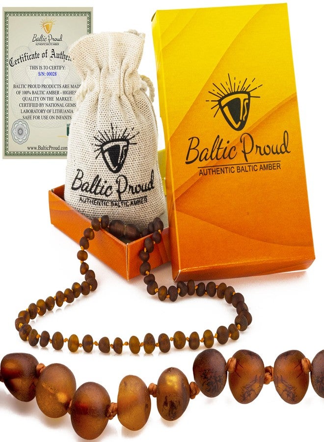 Baltic Proud Amber Necklace (Unisex 12.5 Inches) - Certified Premium Quality Raw Baltic Sea Amber (Cognac raw) - Image 1