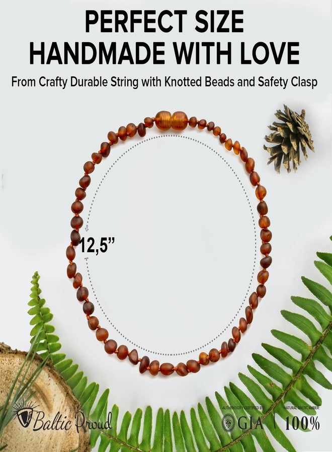 Baltic Proud Amber Necklace (Unisex 12.5 Inches) - Certified Premium Quality Raw Baltic Sea Amber (Cognac raw) - Image 2