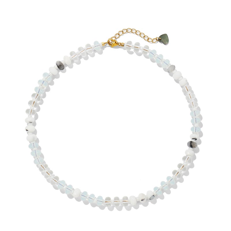 Badu Gemstone Beaded Necklace for Women White Natural Stone Freshwater Pearl Surfer Beach Rainbow Necklace Jewelry Gift - Image 1
