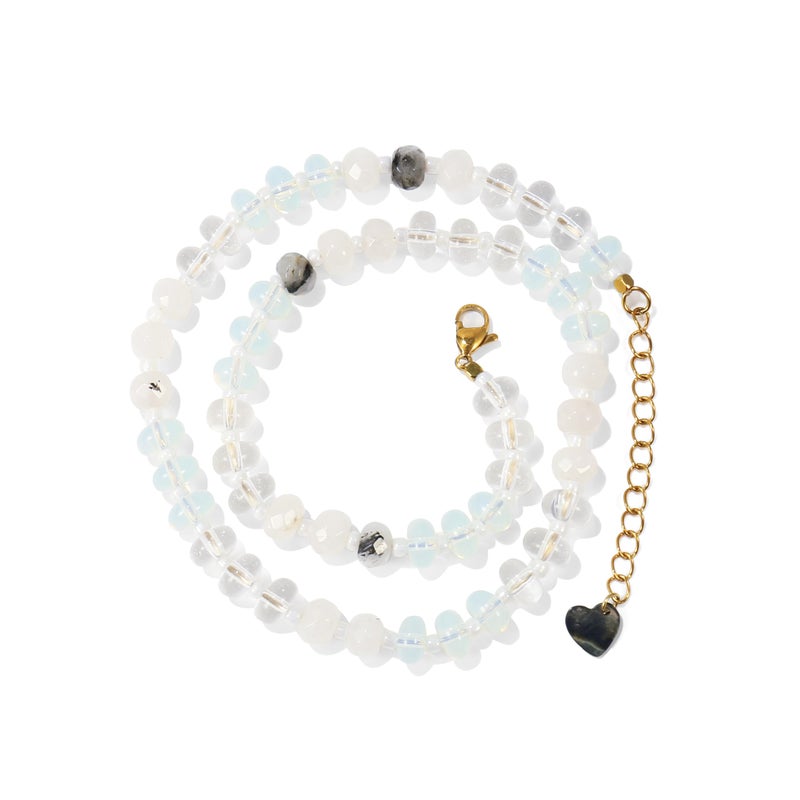 Badu Gemstone Beaded Necklace for Women White Natural Stone Freshwater Pearl Surfer Beach Rainbow Necklace Jewelry Gift - Image 4