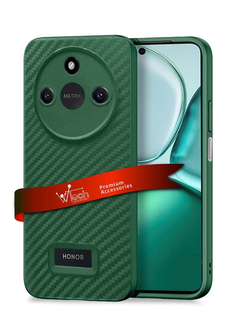 دبليو تيك غطاء جراب نسيج من ألياف الكربون من السيليكون السائل من Honor X9c Smart 5G 2024 - أخضر غامق - Image 1
