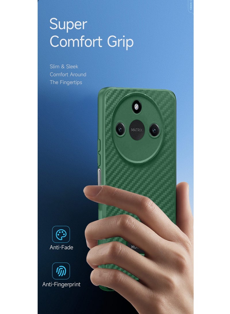 دبليو تيك غطاء جراب نسيج من ألياف الكربون من السيليكون السائل من Honor X9c Smart 5G 2024 - أخضر غامق - Image 2