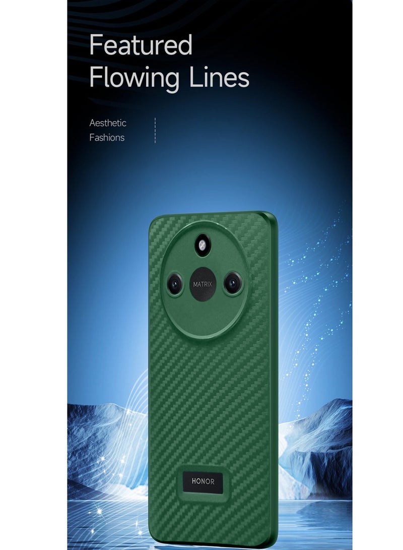 دبليو تيك غطاء جراب نسيج من ألياف الكربون من السيليكون السائل من Honor X9c Smart 5G 2024 - أخضر غامق - Image 3