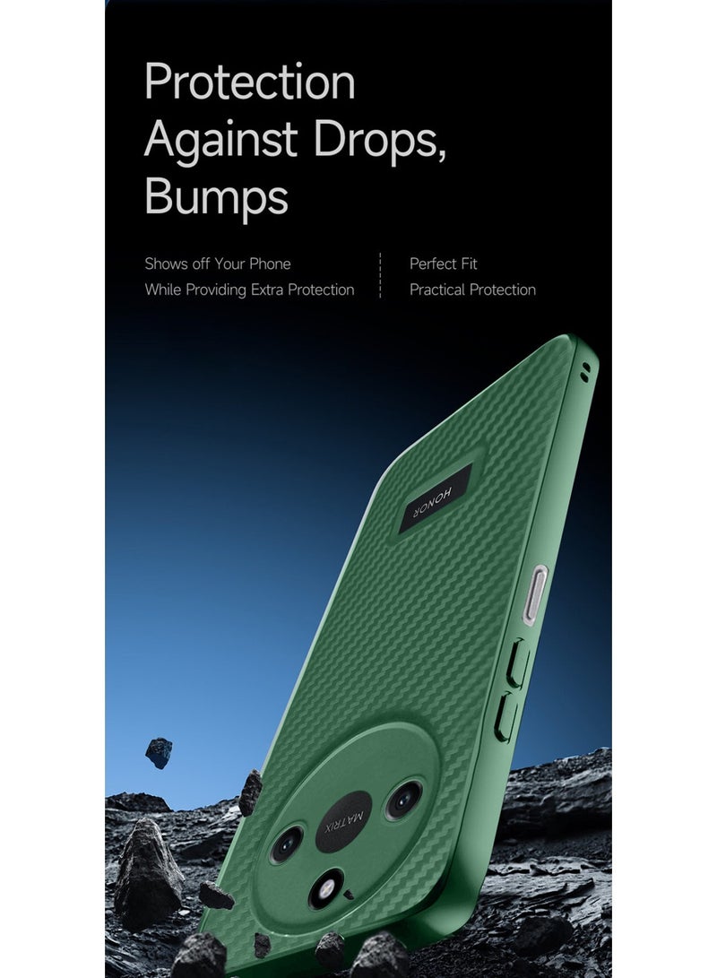 دبليو تيك غطاء جراب نسيج من ألياف الكربون من السيليكون السائل من Honor X9c Smart 5G 2024 - أخضر غامق - Image 4