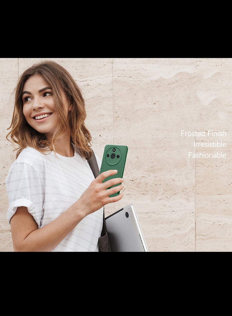 دبليو تيك غطاء جراب نسيج من ألياف الكربون من السيليكون السائل من Honor X9c Smart 5G 2024 - أخضر غامق - Image 5