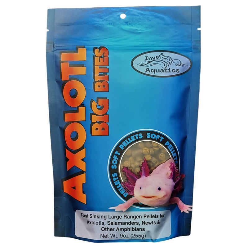 Invert Aquatics Axolotl Big Bites - Fast Sinking, Soft Pellet Daily Diet for Axolotls, Newts, Salamanders & Other Amphibians (9 oz (255g)) - Image 1