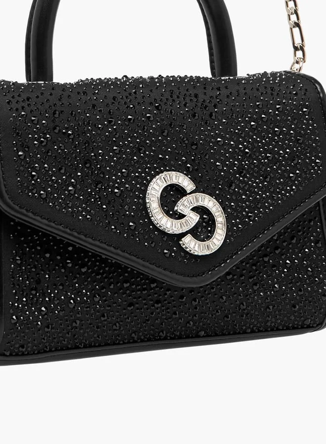 سيليست Women Embellished Satchel Bag with Top Handle and Detachable Strap