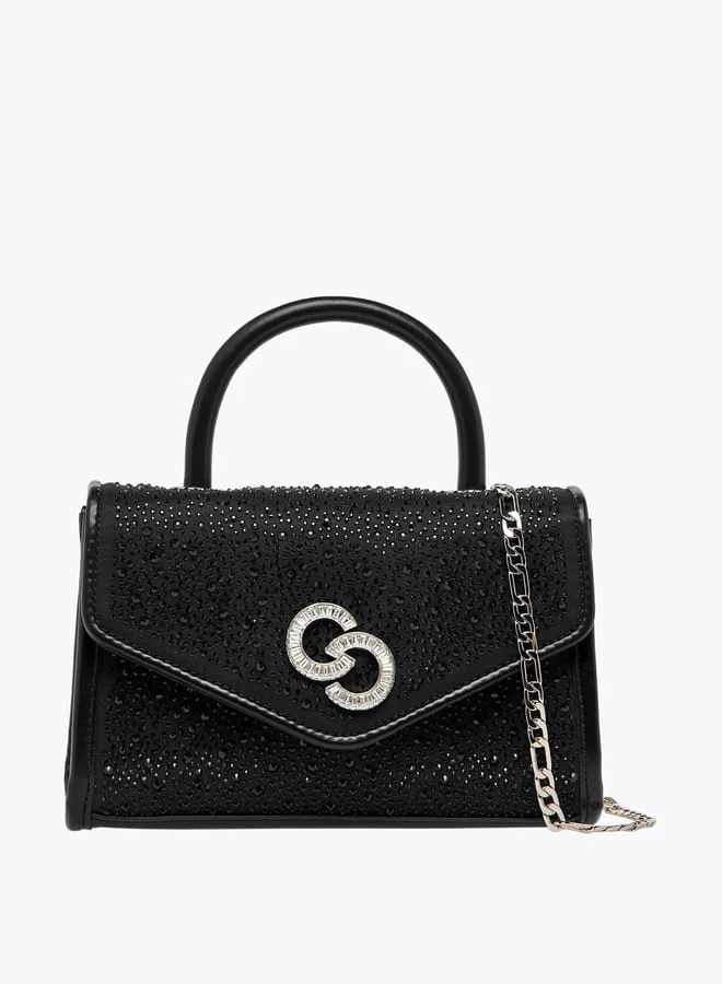 سيليست Women Embellished Satchel Bag with Top Handle and Detachable Strap