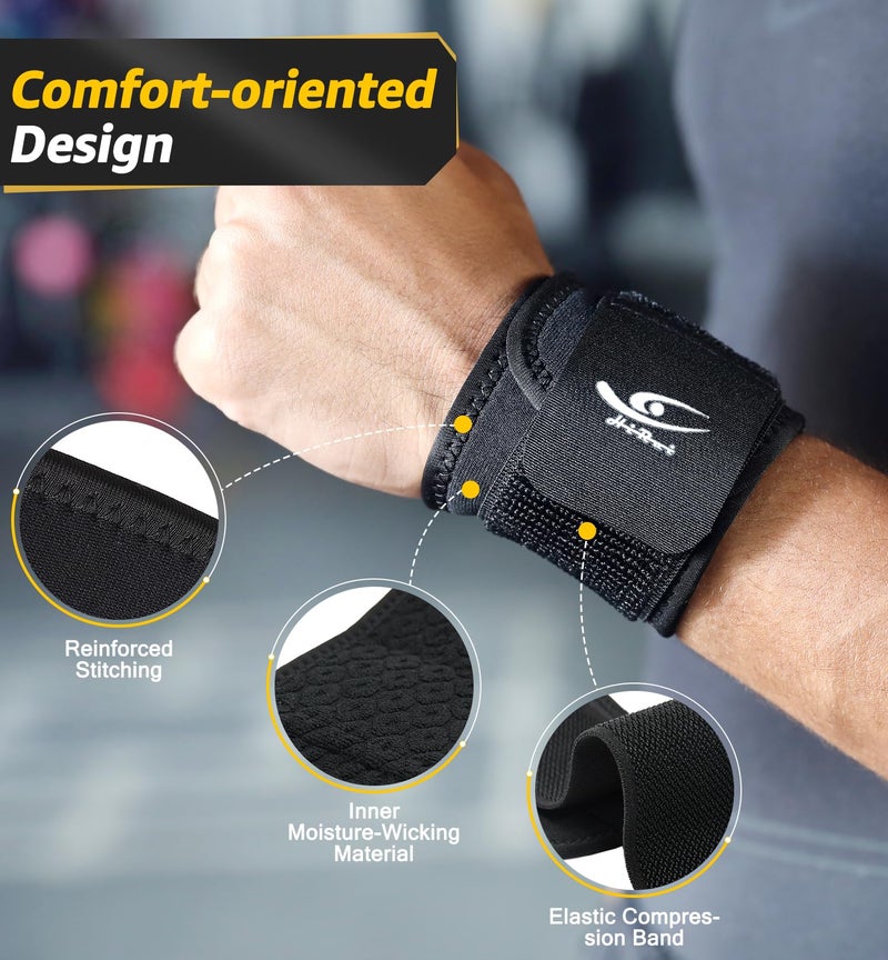 HiRui 2 PACK Wrist Compression Strap and Wrist Brace Sport Wrist Support for Fitness, Weightlifting, Tendonitis, Carpal Tunnel Arthritis, Pain Relief-Wear Anywhere-Unisex,Adjustable - Image 5