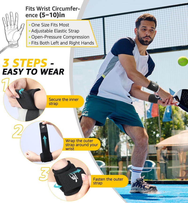 HiRui 2 PACK Wrist Compression Strap and Wrist Brace Sport Wrist Support for Fitness, Weightlifting, Tendonitis, Carpal Tunnel Arthritis, Pain Relief-Wear Anywhere-Unisex,Adjustable - Image 4
