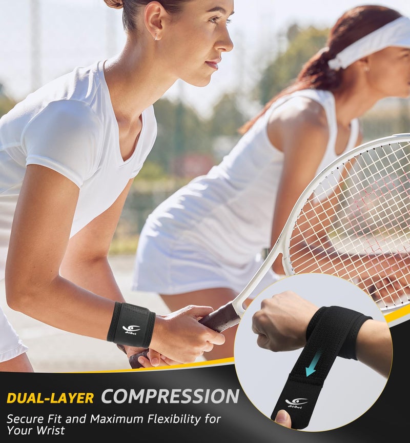 HiRui 2 PACK Wrist Compression Strap and Wrist Brace Sport Wrist Support for Fitness, Weightlifting, Tendonitis, Carpal Tunnel Arthritis, Pain Relief-Wear Anywhere-Unisex,Adjustable - Image 3